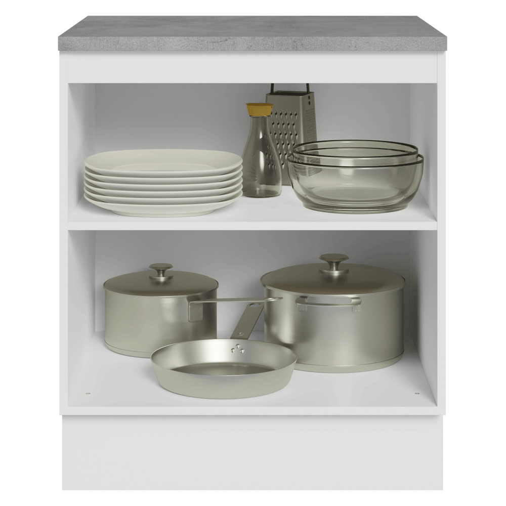 Balcão de Cozinha 70 x 60 cm 2 Portas (Com Tampo) Branco/Cinza Vik Madesa