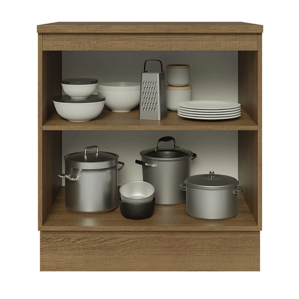 Balcão de Cozinha 70 x 60 cm 2 Portas (Com Tampo) Rustic/Branco Veludo Lux Madesa
