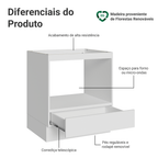 Balcão para Forno/Micro-ondas 70 x 60 cm 1 Gaveta (Sem Tampo) Branco Madesa