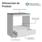 Balcão para Forno/Micro-ondas 70 x 60 cm 1 Gaveta (Com Tampo) Branco Madesa
