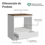 Balcão para Forno/Micro-ondas 70 x 60 cm 1 Gaveta Branco Tampo Rustic Madesa