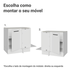 Balcão de Canto Madesa Agata 1 Porta 60 cm Profundidade (Sem Tampo) Branco