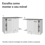 Balcão de Canto Madesa Agata 1 Porta 60 cm Profundidade (Com Tampo) Branco