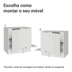 Balcão Cozinha de Canto 1 Porta 60 cm Profundidade (Sem Tampo) Branco Glamy Madesa
