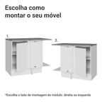 Balcão de Canto Madesa Glamy 1 Porta 60 cm Profundidade (Com Tampo) Branco