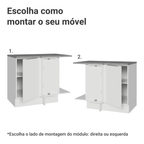 Balcão de Canto Madesa Stella 1 Porta 60 cm Profundidade (Com Tampo) Branco