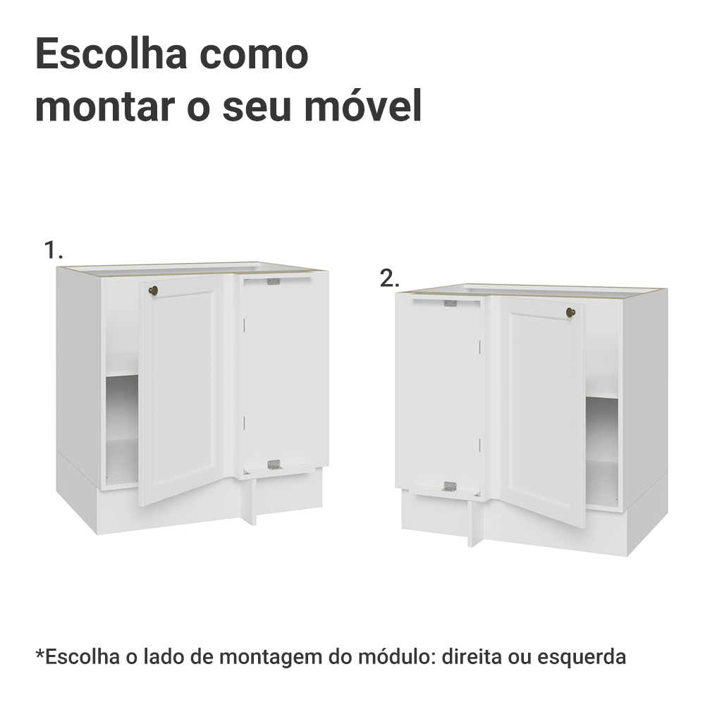 Balcão de Canto para Linha de 60 cm Profundidade (Sem Tampo) Branco Vik Madesa