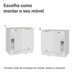 Balcão de Canto para Linha de 60 cm Profundidade (Sem Tampo) Branco Vik Madesa