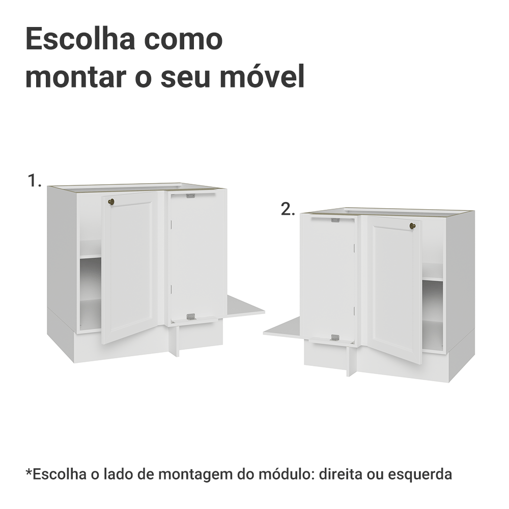 Balcão de Canto para Linha de 60 cm Profundidade (Sem Tampo) Branco Vik Madesa