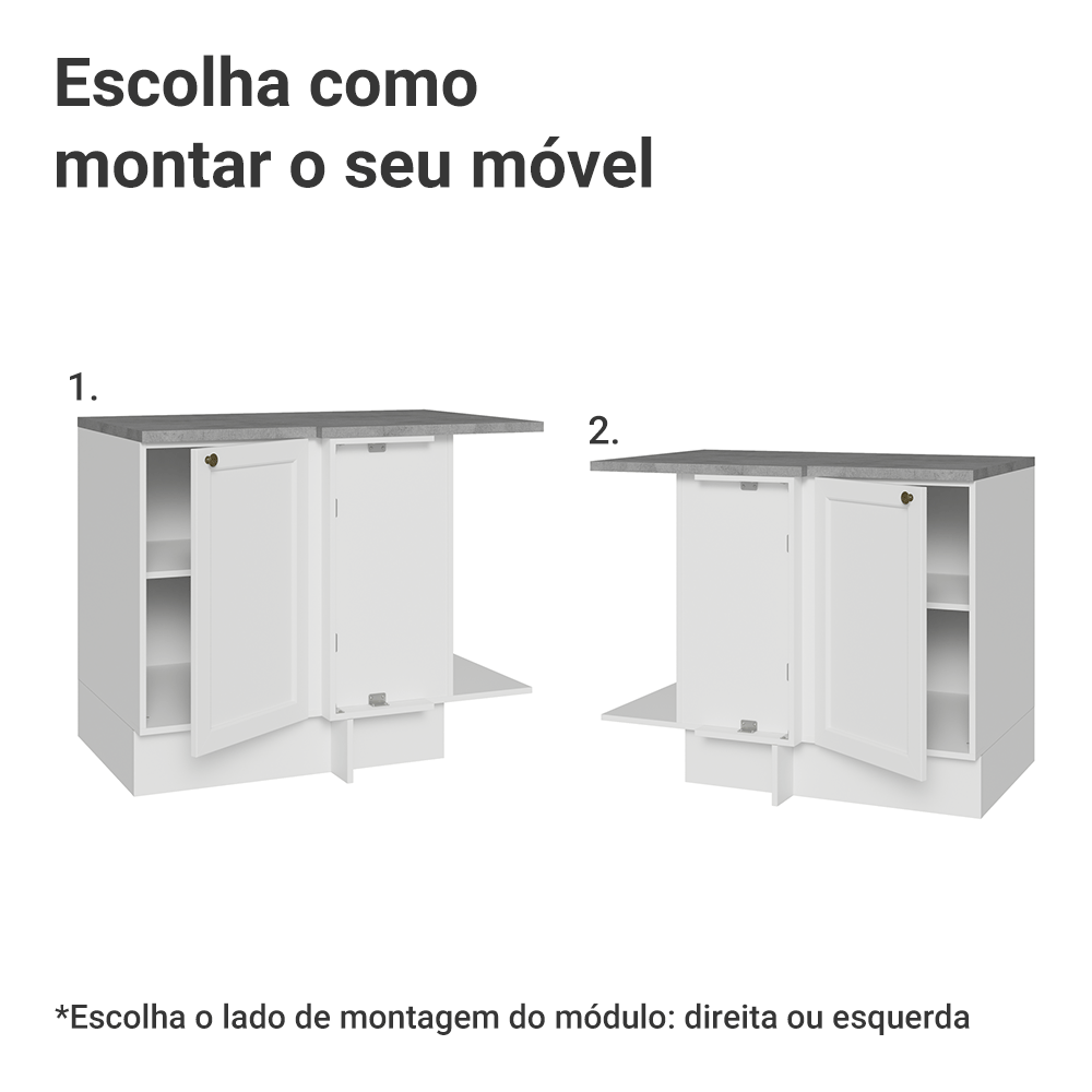Balcão de Canto para Linha de 60 cm Profundidade (Com Tampo) Branco Vik Madesa