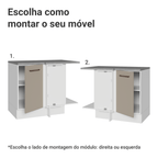 Balcão de Canto 1 Porta 60 cm Profundidade (Com Tampo) Branco/Crema Agata Madesa