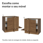 Balcão Cozinha de Canto 1 Porta 60 cm Profundidade (Sem Tampo) Rustic Glamy Madesa