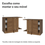 Balcão de Canto Madesa Stella 1 Porta 60 cm Profundidade (Com Tampo) Rustic