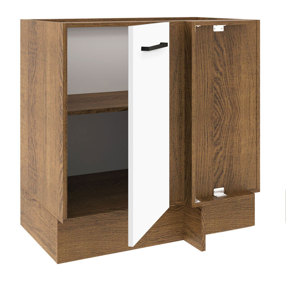 Balcão de Canto Madesa Agata 1 Porta 60 cm Profundidade (Sem Tampo) Rustic/Branco