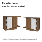 Balcão de Canto para Linha de 60 cm Profundidade (Com Tampo) Rustic/Branco Vik Madesa