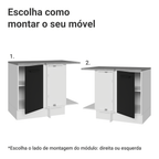 Balcão de Canto Madesa Agata 1 Porta 60 cm Profundidade (Com Tampo) Branco/Preto