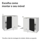Balcão Cozinha de Canto 1 Porta 60 cm Profundidade (Sem Tampo) Branco/Preto Glamy Madesa
