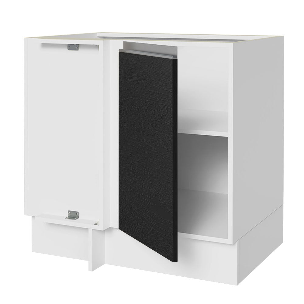 Balcão Cozinha de Canto 1 Porta 60 cm Profundidade (Sem Tampo) Branco/Preto Glamy Madesa