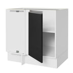 Balcão Cozinha de Canto 1 Porta 60 cm Profundidade (Sem Tampo) Branco/Preto Glamy Madesa