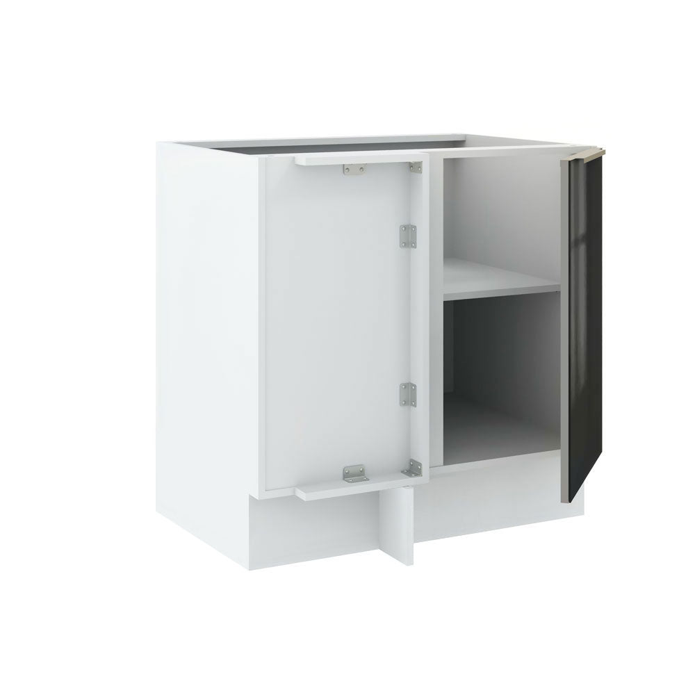 Balcão de Canto Madesa Lux 1 Porta (Sem Tampo) Branco/Preto