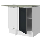 Balcão de Canto para Linha de 60 cm de Profundidade 1 Porta (Com Tampo) Branco/Preto Lux Madesa