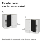 Balcão de Canto para Linha de 60 cm Profundidade (Sem Tampo) Branco/Preto Vik Madesa