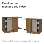 Balcão de Canto 1 Porta 60 cm Profundidade (Com Tampo) Rustic/Crema Agata Madesa