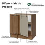 Balcão de Canto para Linha de 60 cm Profundidade (Sem Tampo) Rustic/Crema Vik Madesa