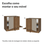 Balcão de Canto para Linha de 60 cm Profundidade (Sem Tampo) Rustic/Crema Vik Madesa