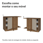 Balcão de Canto para Linha de 60 cm Profundidade (Com Tampo) Rustic/Crema Vik Madesa