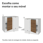 Balcão Cozinha de Canto 1 Porta 60 cm Profundidade (Sem Tampo) Branco/Rustic Glamy Madesa