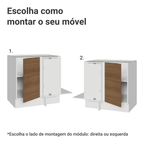Balcão Cozinha de Canto 1 Porta 60 cm Profundidade (Sem Tampo) Branco/Rustic Stella Madesa