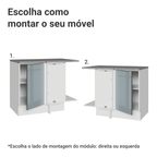 Balcão de Canto para Linha de 60 cm de Profundidade 1 Porta (Com Tampo) Branco/Cinza Lux Madesa