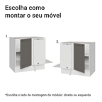 Balcão de Canto para Linha de 60 cm Profundidade (Sem Tampo) Branco/Cinza Vik Madesa