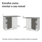 Balcão de Canto para Linha de 60 cm Profundidade (Com Tampo) Branco/Cinza Vik Madesa