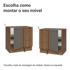 Balcão de Canto para Linha de 60 cm Profundidade (Sem Tampo) Rustic/Cinza Vik Madesa