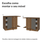 Balcão de Canto para Linha de 60 cm Profundidade (Com Tampo) Rustic/Cinza Vik Madesa
