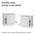 Balcão de Canto para Linha de 60 cm de Profundidade 1 Porta (Sem Tampo) Branco/Branco Veludo Lux Madesa