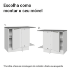 Balcão de Canto para Linha de 60 cm de Profundidade 1 Porta (Com Tampo) Branco/Branco Veludo Lux Madesa
