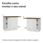 Balcão de Canto para Linha de 60 cm Profundidade (Com Tampo) Branco/Rustic Vik Madesa
