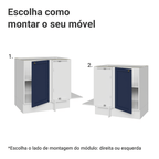 Balcão de Canto para Linha de 60 cm Profundidade (Sem Tampo) Branco/Azul Vik Madesa