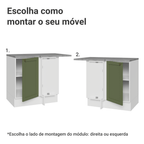 Balcão de Canto para Linha de 60 cm Profundidade (Com Tampo) Branco/Verde Vik Madesa