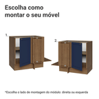 Balcão de Canto para Linha de 60 cm Profundidade (Sem Tampo) Rustic/Azul Vik Madesa