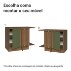 Balcão de Canto para Linha de 60 cm Profundidade (Com Tampo) Rustic/Verde Vik Madesa