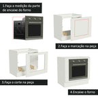 Balcão para Forno de Embutir 80 x 60 cm Sem Tampo Branco Agata, Glamy, Lux, Stella Madesa