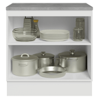 Balcão de Cozinha 80 x 60 cm 2 Portas (Com Tampo) Branco Vik Madesa