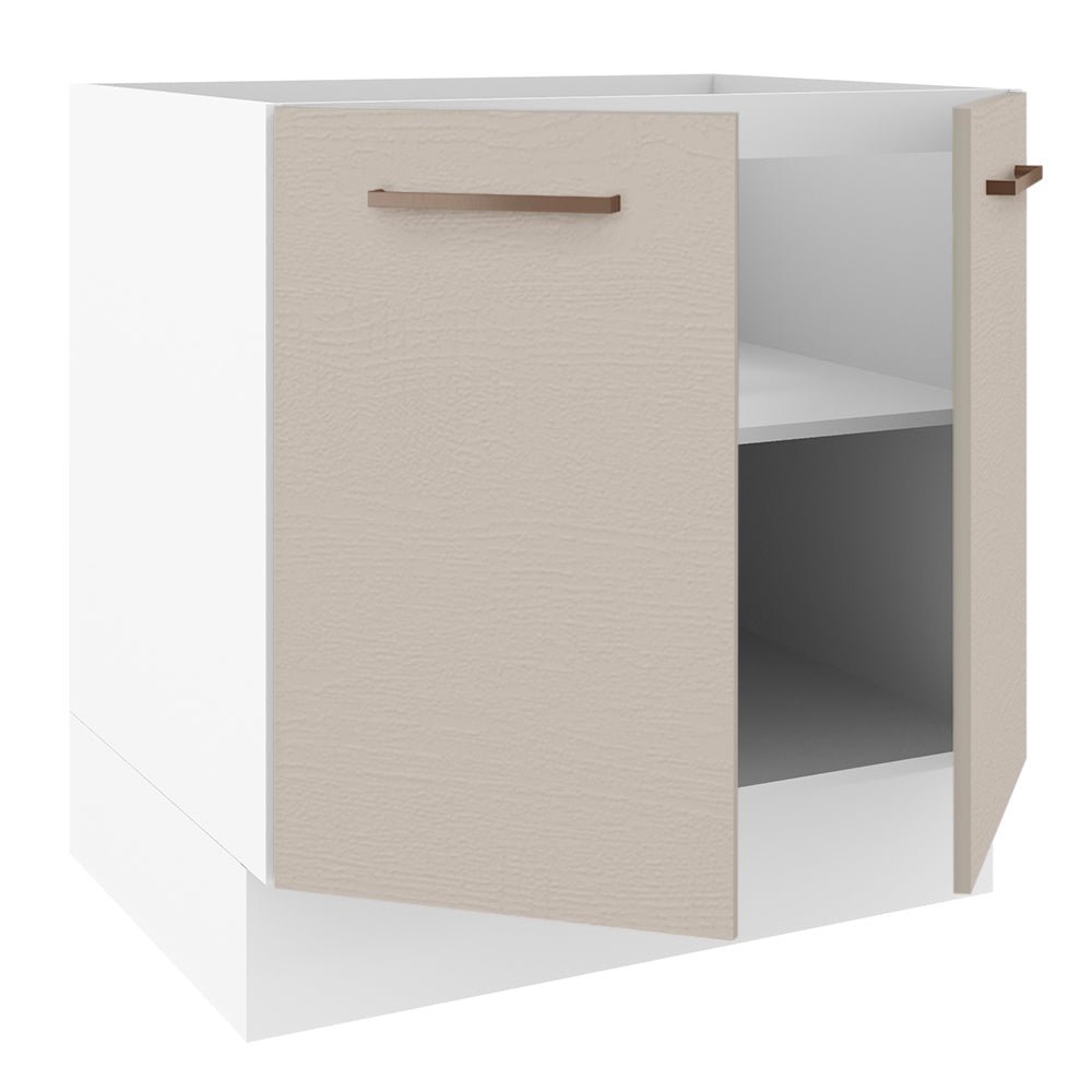 Balcão de Cozinha 80 x 60 cm 2 Portas (Sem Tampo) Branco/Crema Agata Madesa