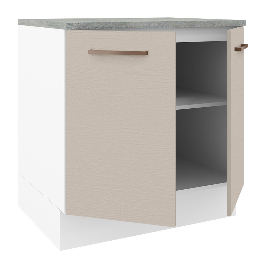 Balcão 80 x 60 cm 2 Portas (Com Tampo) Branco/Crema Agata Madesa