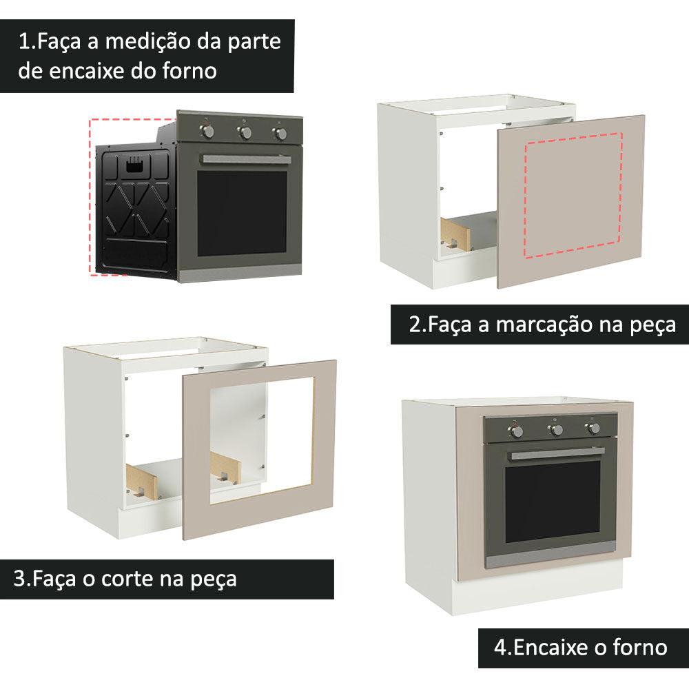 Balcão para Forno de Embutir 80 x 60 cm Sem Tampo Branco/Crema Agata Madesa