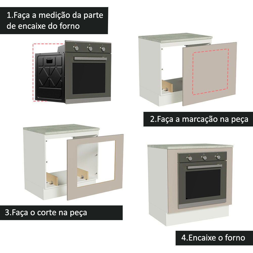 Balcão para Forno de Embutir 80 x 60 cm Com Tampo Branco/Crema Agata Madesa